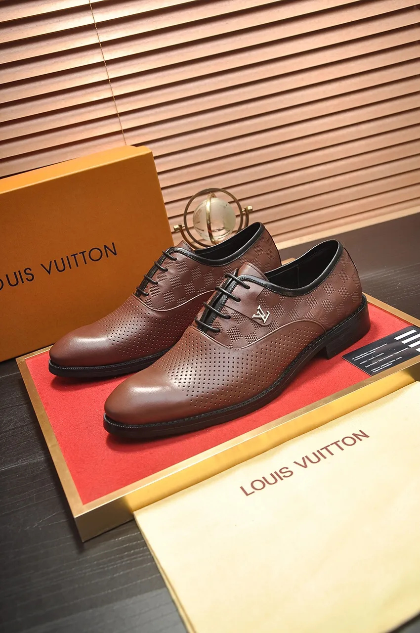 Men's shoes💰460💶【LOUIS VUITTON】(sheepskin lining) new cowhide LV formal shoes🎩🎩❗️🆘made one to one at the counter🎩original quality, imported cowhide upper➕full sheepskin lining➕original rubber outsole, {high quality visible}👣Size: 38-45 (45 custom-made)